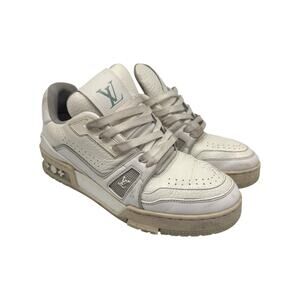 Louis Vuitton LV Leather Lace-Up Sneakers Trainer White Size 3.5